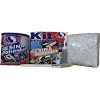 Plainsur - Kit De Reparacion Resina De Poliester Mas Fibra De Vidrio (1 Kg- Caja)